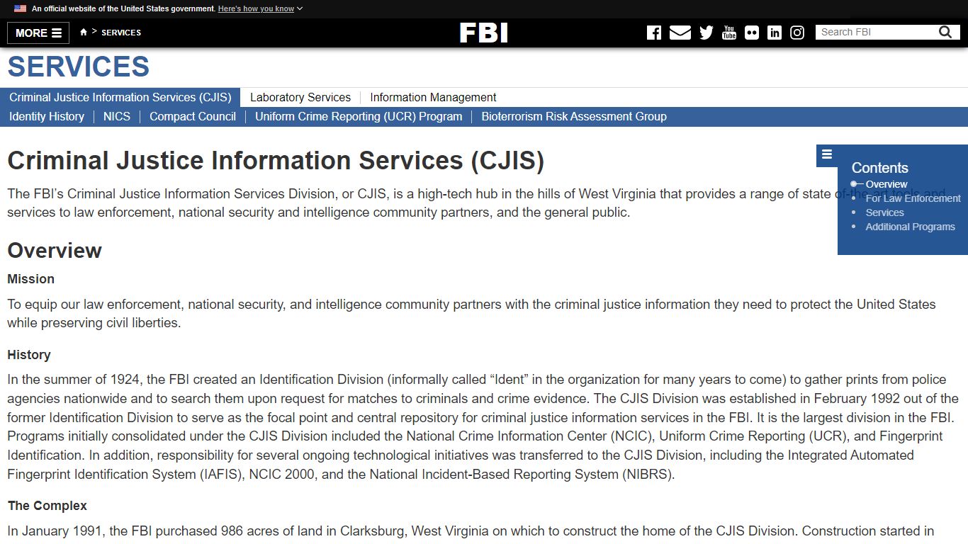 Criminal Justice Information Services (CJIS) — FBI